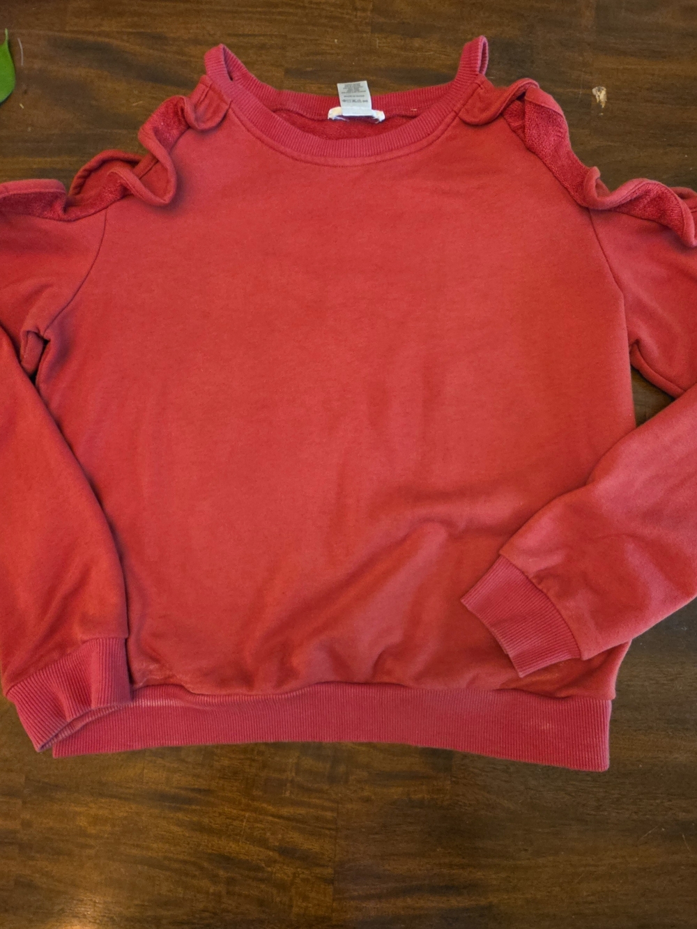 Promesa Red Ruffle-Shoulder Sweatshirt